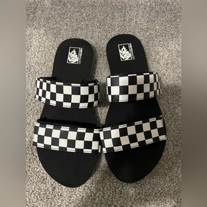 VANS White and Black Checkered Sandals